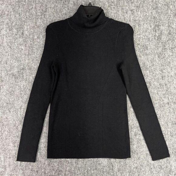 Athleta Sweater Women's Small Black High Neck Solid Knitted Long Sleeve Pullover - Picture 1 of 10
